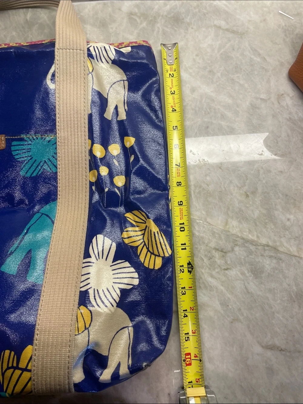 Fossil Blue Multicolor Elephant Print Tote